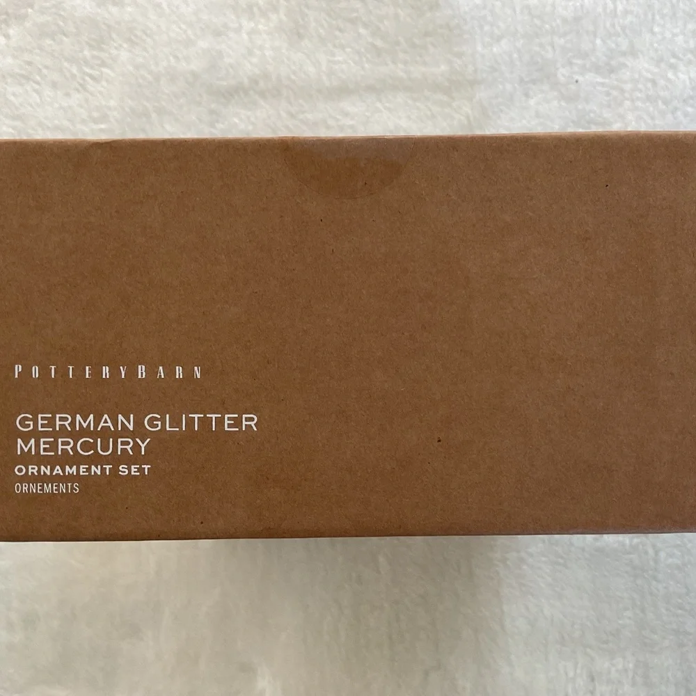 New Pottery Barn German Glitter Mercury Ornaments Set of 4 Gray Unopened